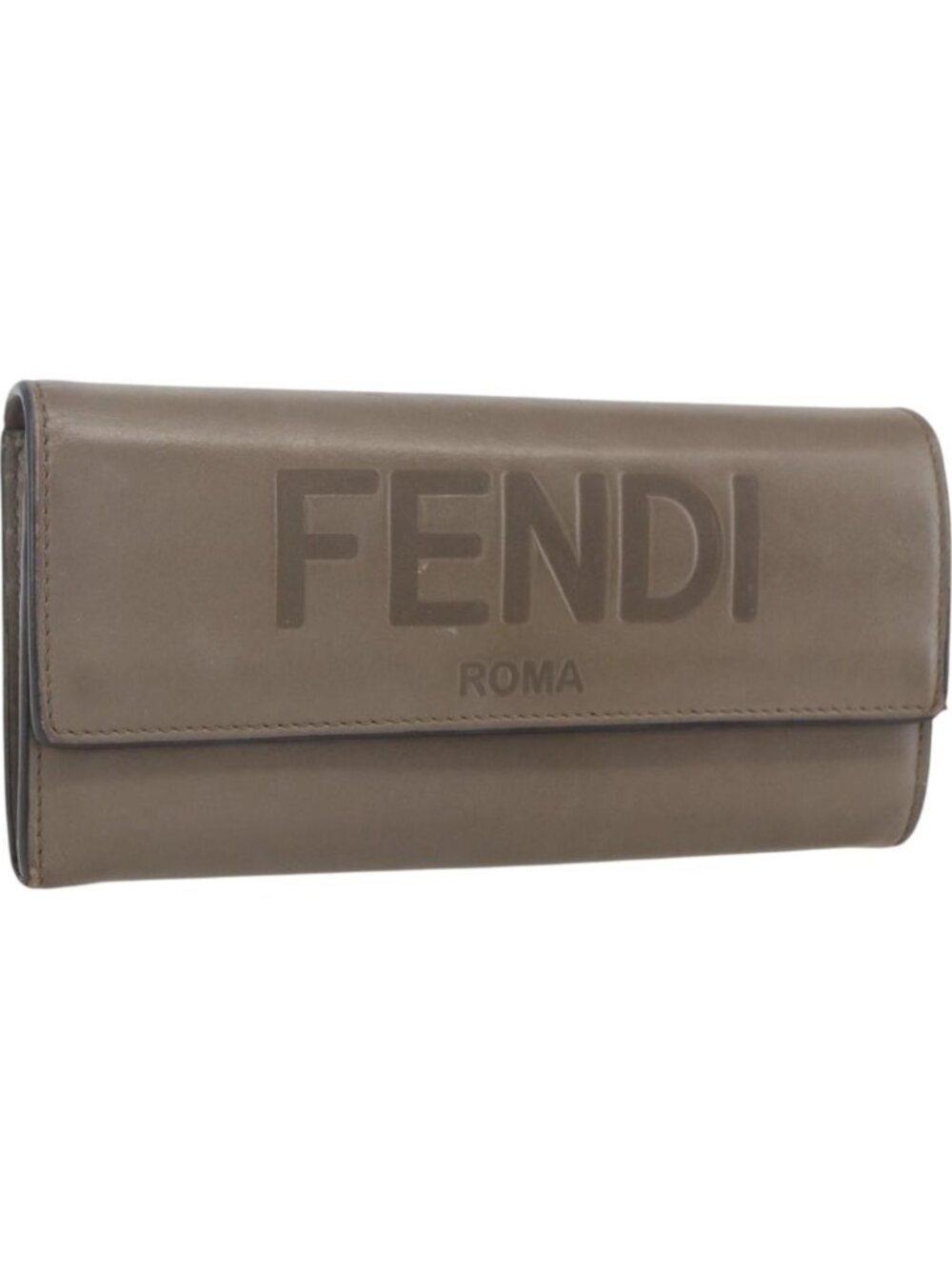 FENDI Continental Wallet Leather Gray Gold